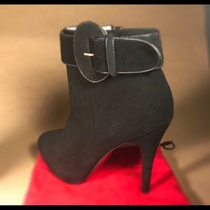 Black suede booties. Size 9.